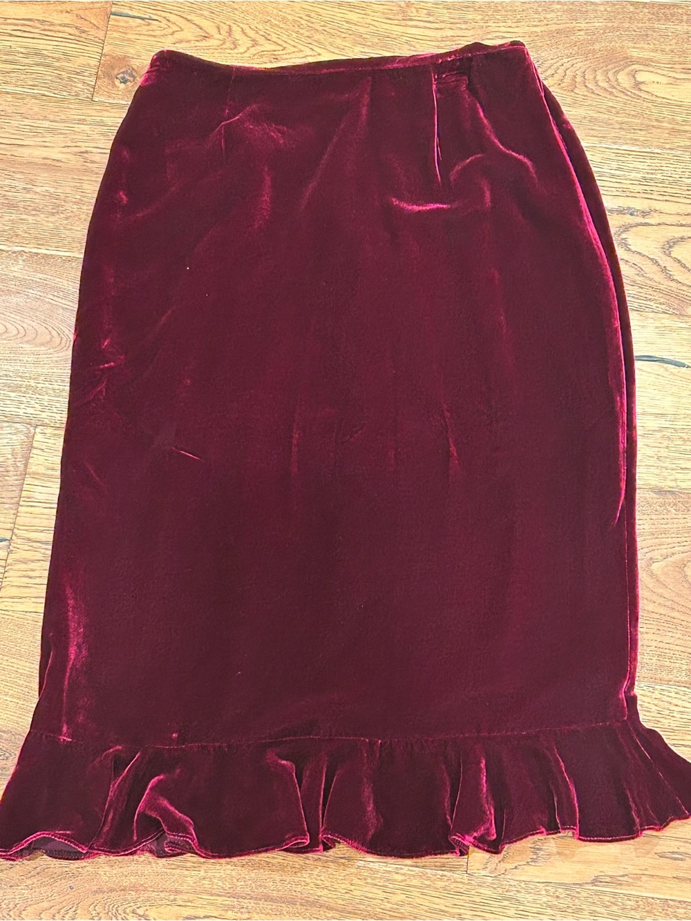 Vintage Amanda Smith Plush Burgundy/Wine Velvet Skirt Size 6